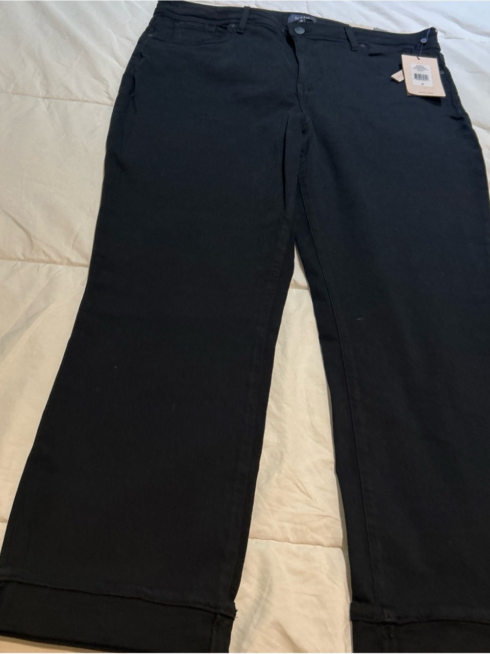 NYDJ Marilyn Straight-Leg Ankle Jeans w/ Clean Cuff Black Denim Size 16 New tags